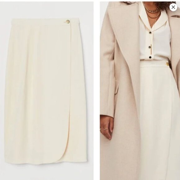 Giuliva Heritage x H&M Dresses & Skirts - NWT Giuliva Heritage x H&M Wrap Skirt Women 4 Cream High Waist Lined Calf Length